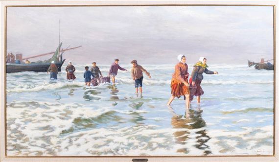 LE RETOUR DE LA PECHE by Charles Emmanuel Joseph Roussel