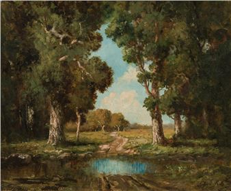 Julian Walbridge Rix | Girl in Woods (1882) | MutualArt