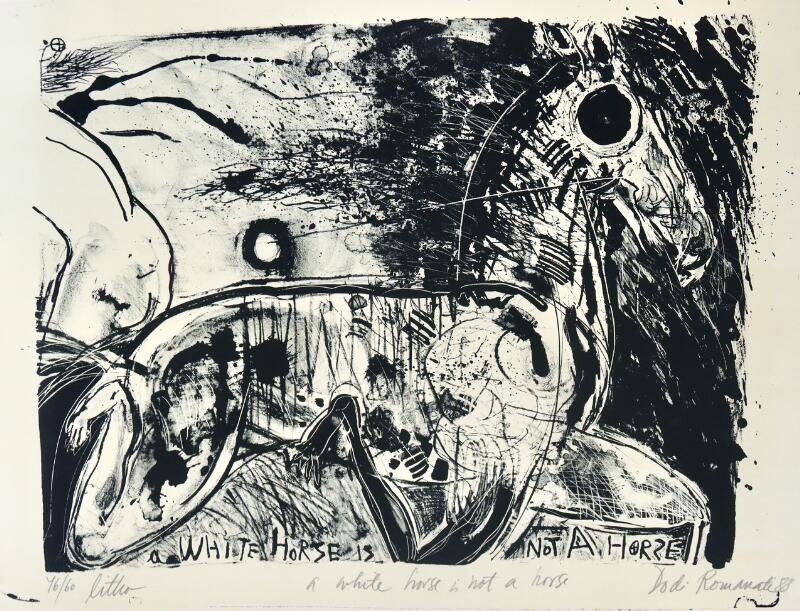 Artwork by Dodi T. Romanati, White horse is not a horze, Made of Lithograph