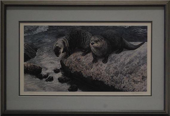 Liz Lesperance | Peaceful Ponderance - River Otters | MutualArt
