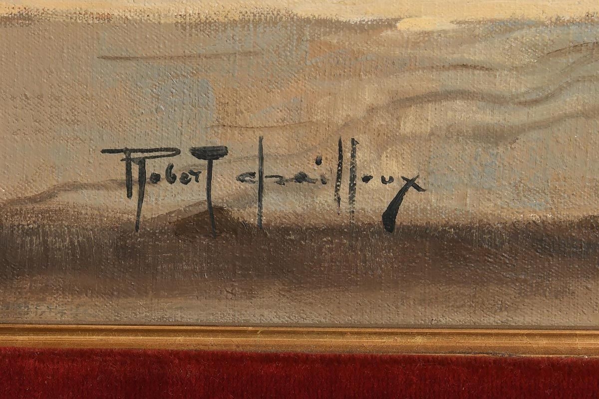 Artwork by Robert Chailloux, Still Life - Pewter Jug of Thistles with Bread (1991), Made of oil on canvas