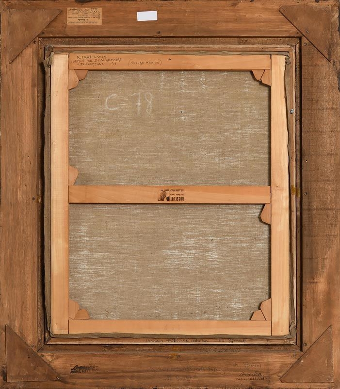 Artwork by Robert Chailloux, Still Life - Pewter Jug of Thistles with Bread (1991), Made of oil on canvas