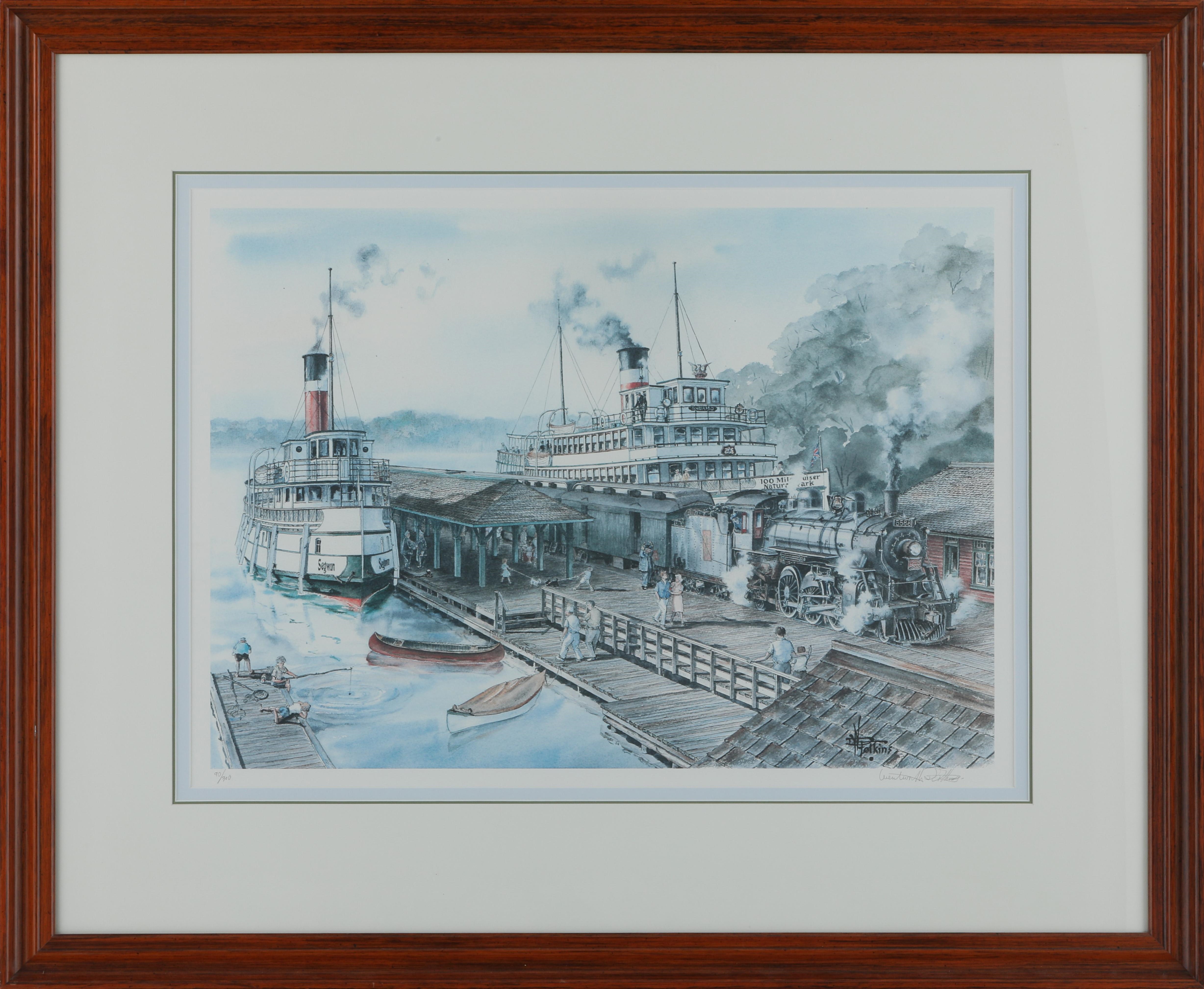 Artwork by Wentworth Folkins, Segwun at Muskoka Wharf, Made of print