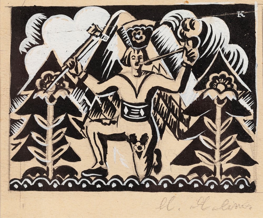 Artwork by Marian Malina, Highland robber, Made of gouache/paper