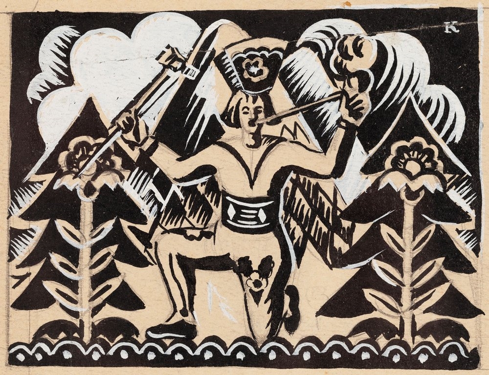 Artwork by Marian Malina, Highland robber, Made of gouache/paper