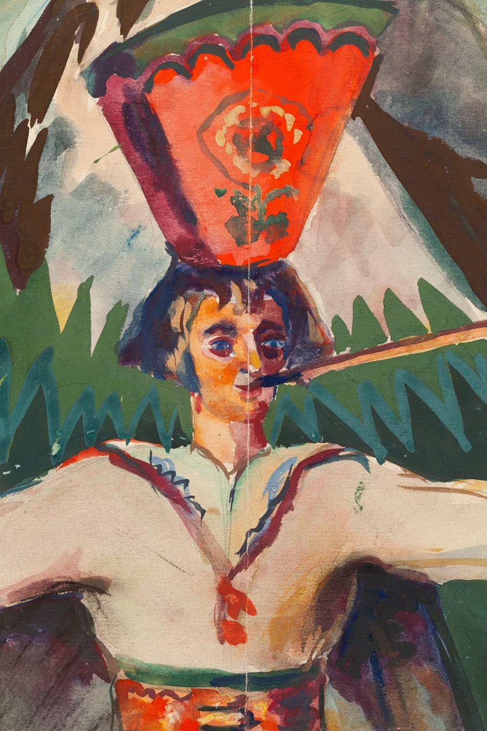 Artwork by Marian Malina, Sketch for a folk coloring book Highland robber, Made of gouache/paper