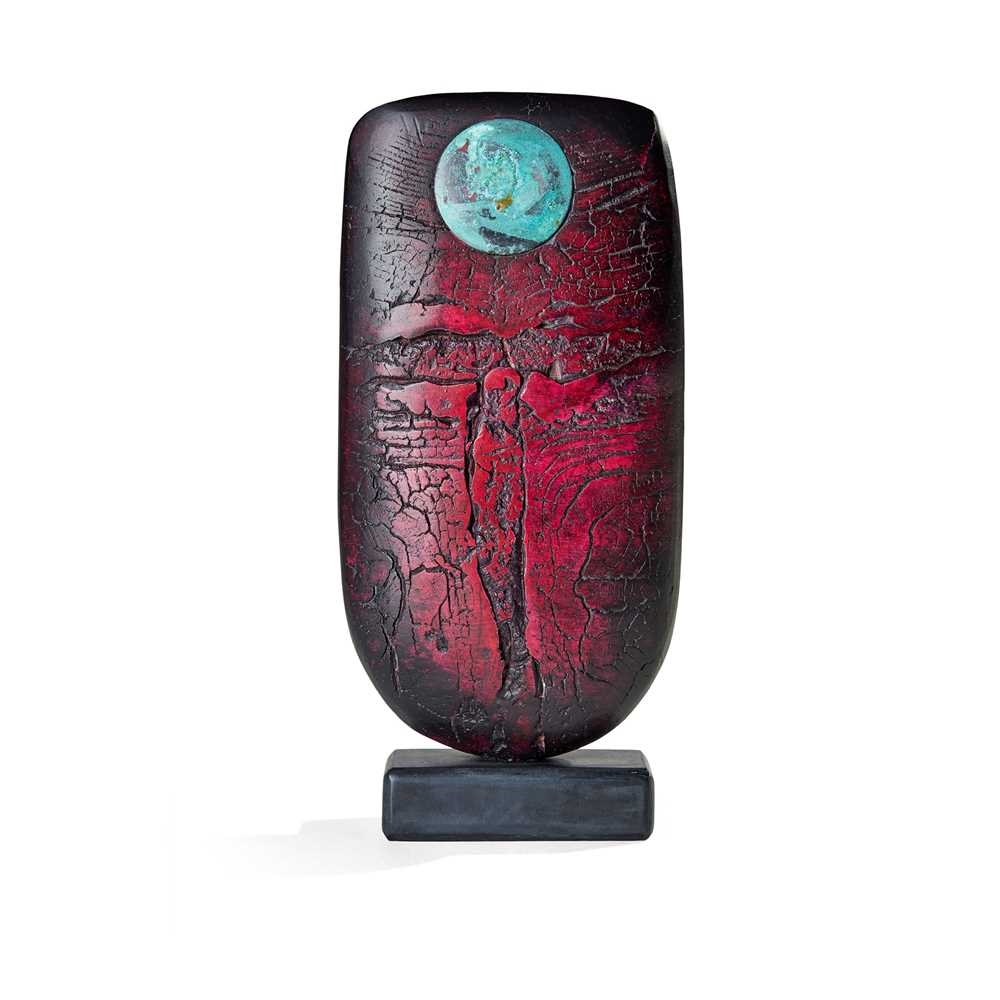 Artwork by Peter Hayes, Bow with Turquoise Disc, Made of raku