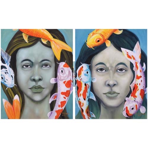 Artwork by Rommel Anglacer Garde, a) Koi VI b.) b) Koi IV, Made of acrylic on canvas