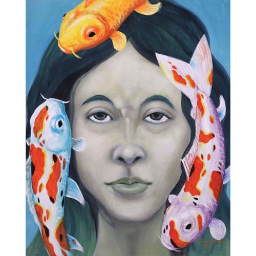 Artwork by Rommel Anglacer Garde, a) Koi VI b.) b) Koi IV, Made of acrylic on canvas