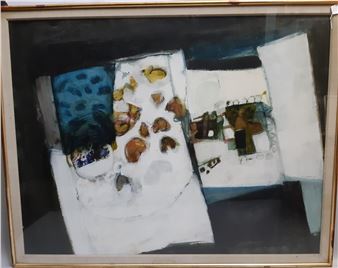 Abstract painting in blues and white - Archibald Dunbar McIntosh