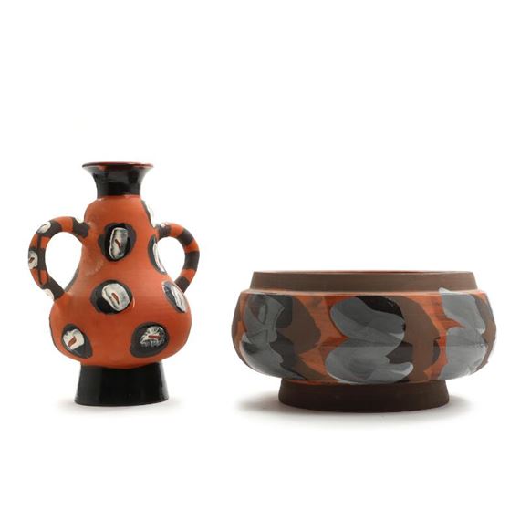 Lin Utzon | A vase and a bowl of partly glazed earthenware | MutualArt