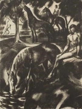 Horse drinking by Ludwig von Hofmann