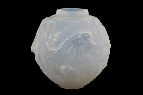 A moulded and frosted glass vase 'Formosa' vase by René Lalique