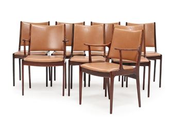 Set of six chairs and two armchairs with rosewood frame - Johannes Andersen