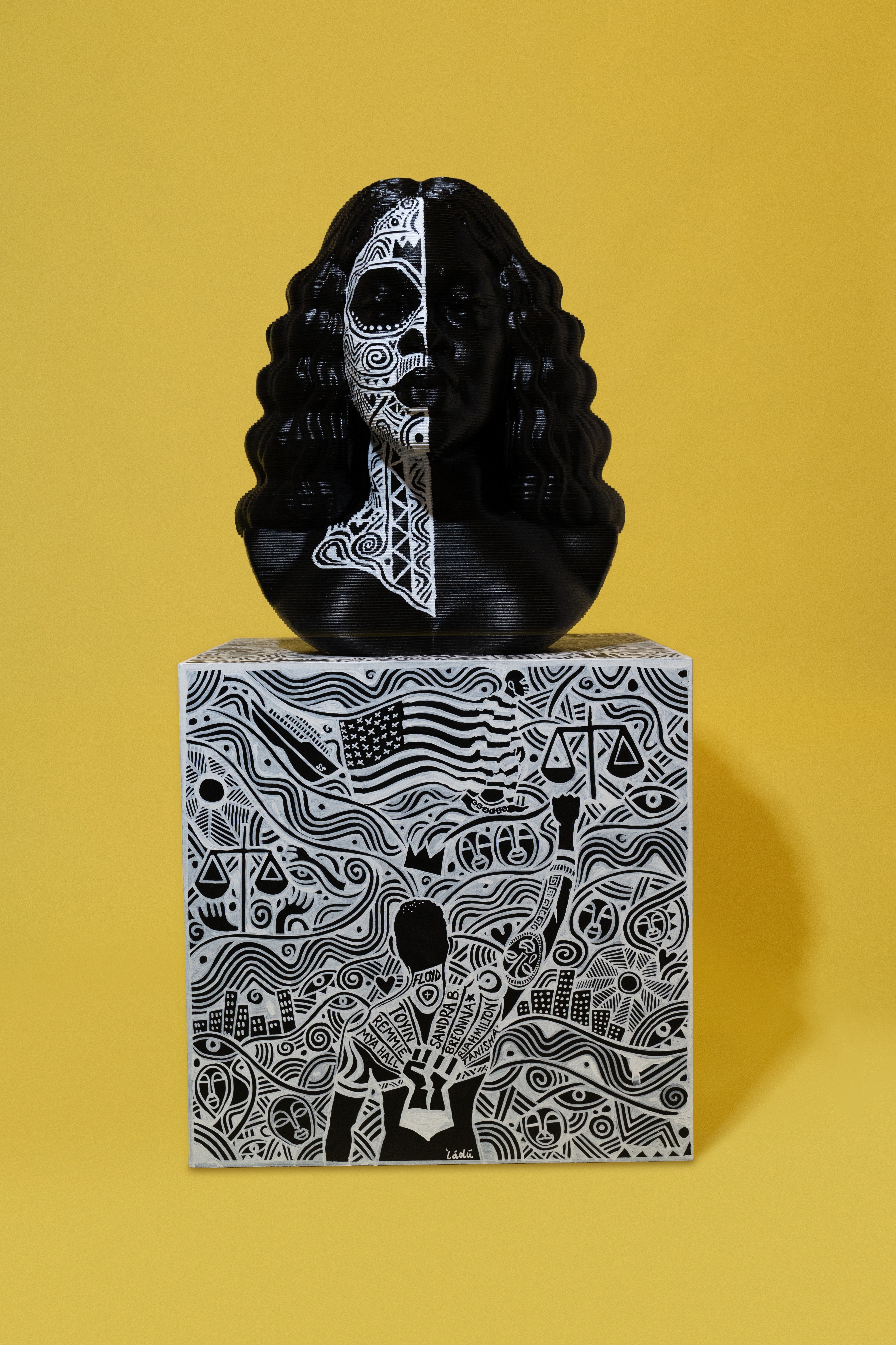 Artwork by Laolu Senbanjo, Chris Carnabuci, Breonna: Oya (kí èmí wa gùn kí ikú wa kúrú), Made of acrylic on CNC Cut Plywood