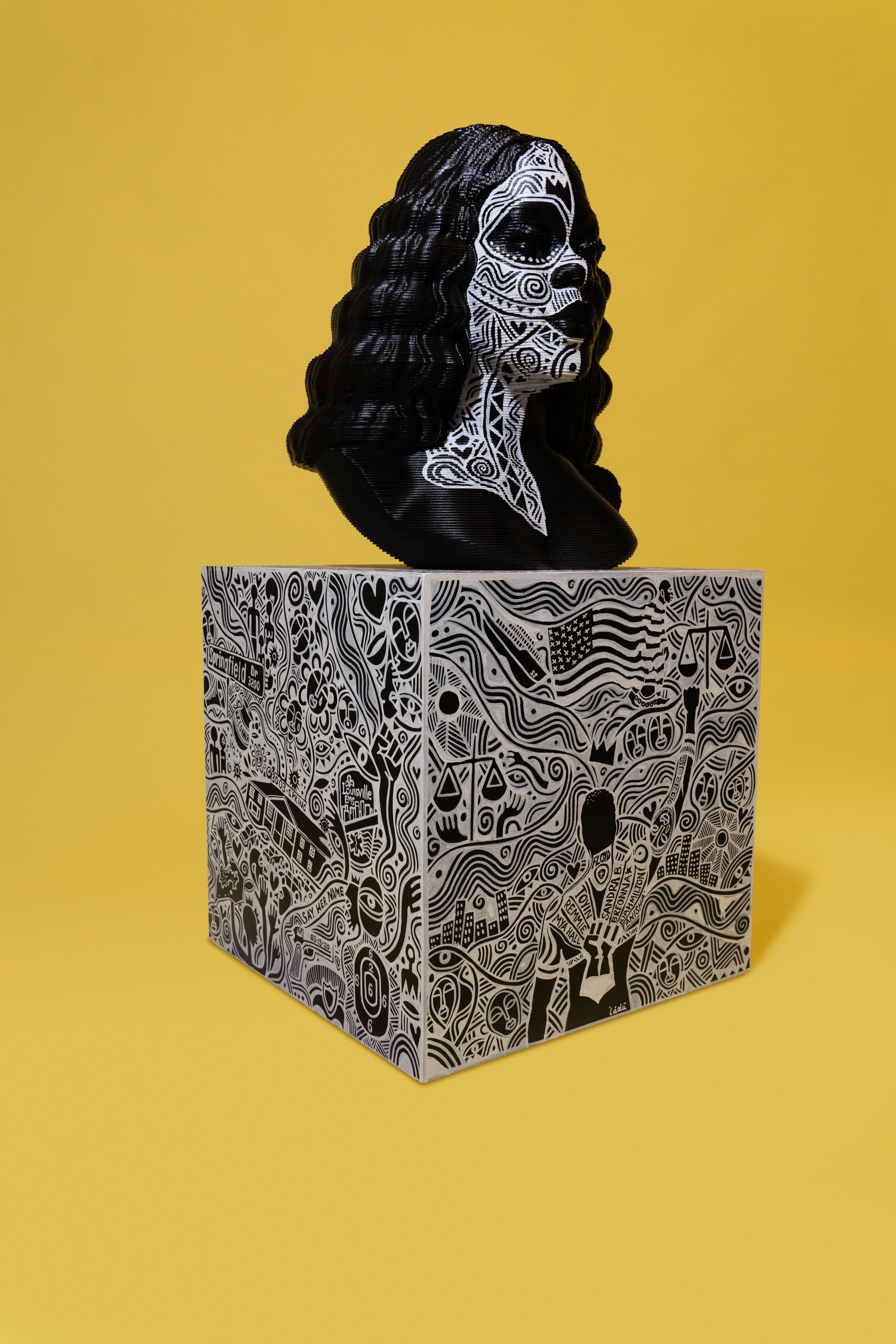 Artwork by Laolu Senbanjo, Chris Carnabuci, Breonna: Oya (kí èmí wa gùn kí ikú wa kúrú), Made of acrylic on CNC Cut Plywood