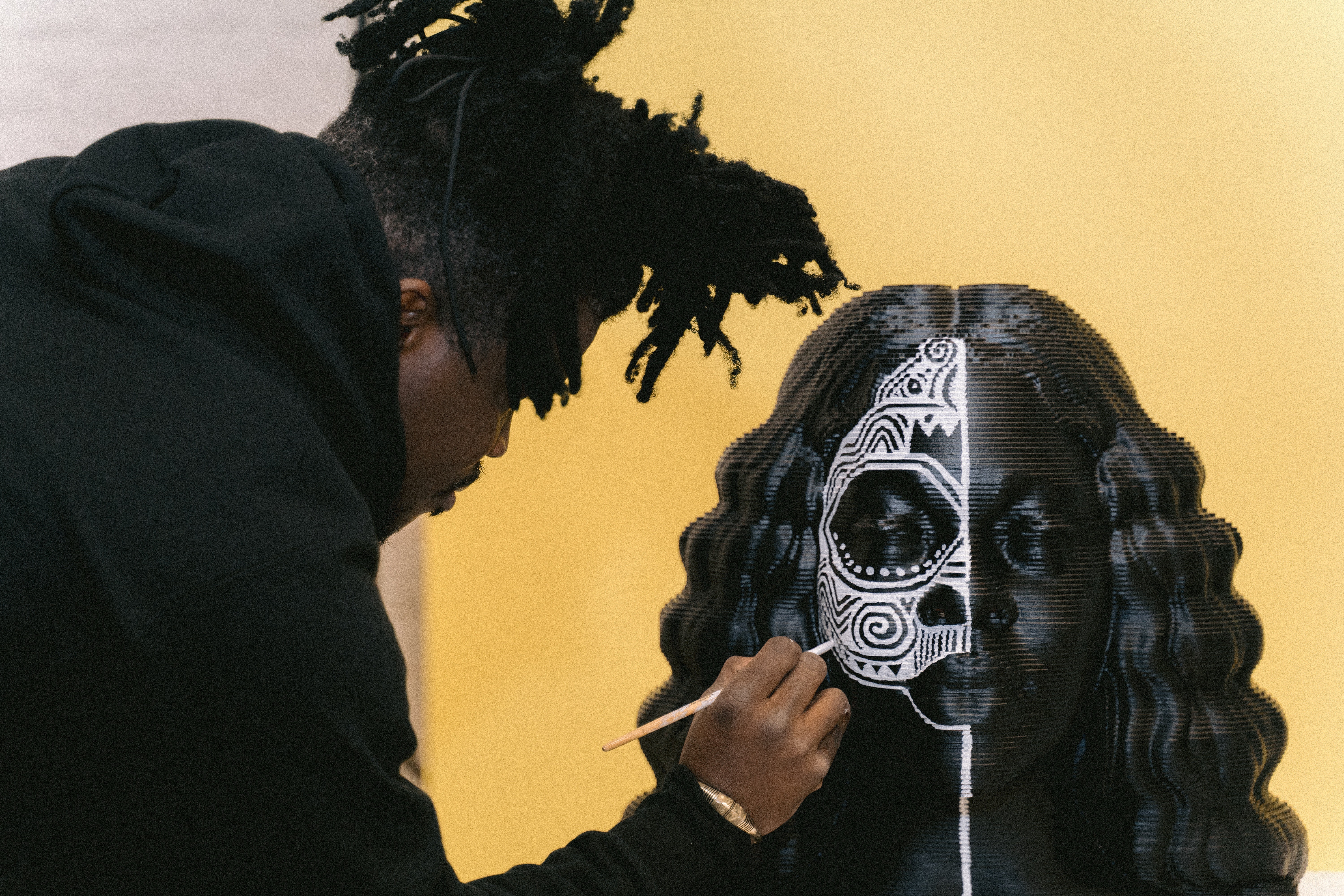 Artwork by Laolu Senbanjo, Chris Carnabuci, Breonna: Oya (kí èmí wa gùn kí ikú wa kúrú), Made of acrylic on CNC Cut Plywood