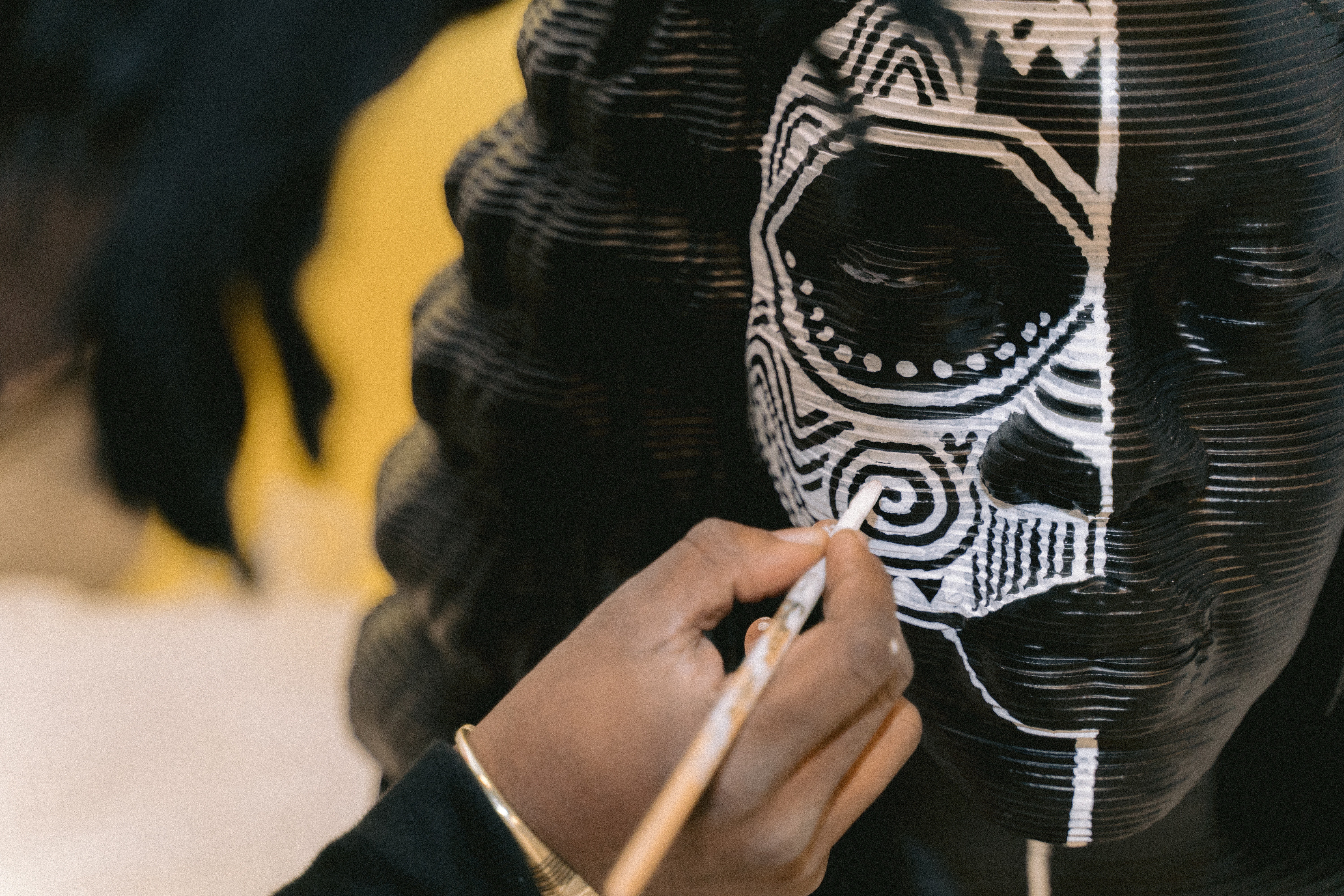 Artwork by Laolu Senbanjo, Chris Carnabuci, Breonna: Oya (kí èmí wa gùn kí ikú wa kúrú), Made of acrylic on CNC Cut Plywood