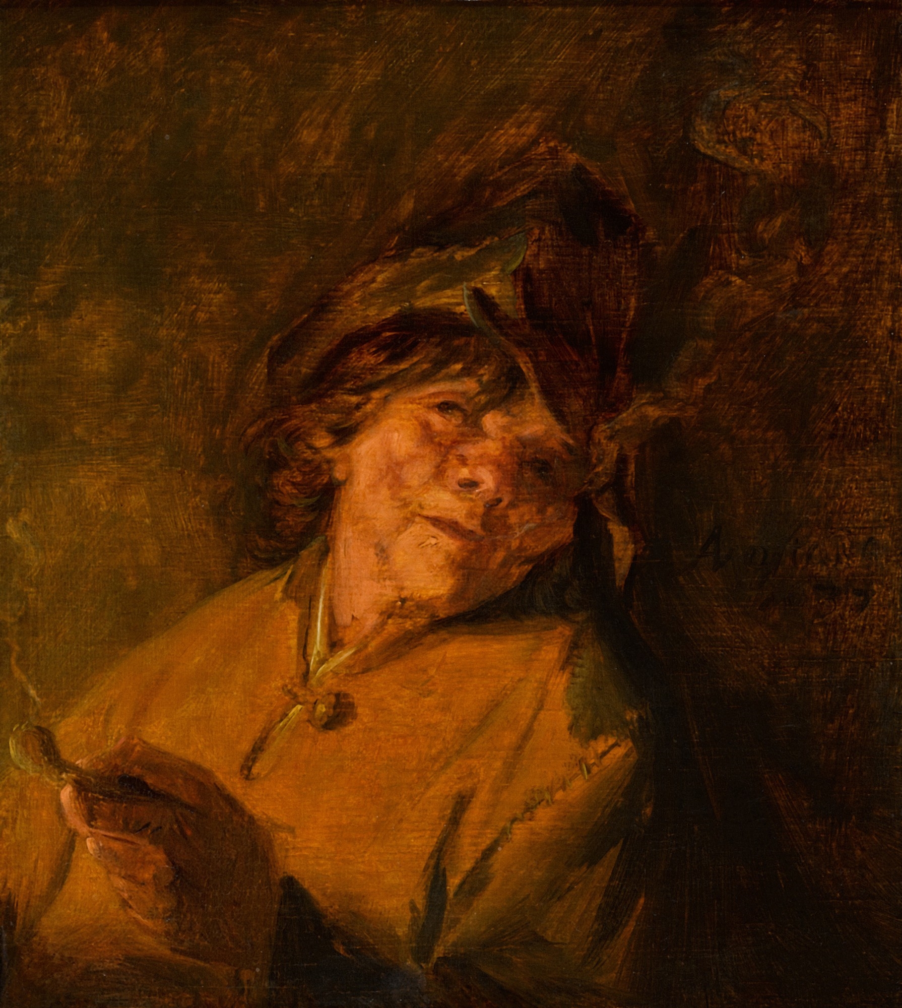 Artwork by Adriaen van Ostade, A peasant smoking a pipe, Made of oil on panel