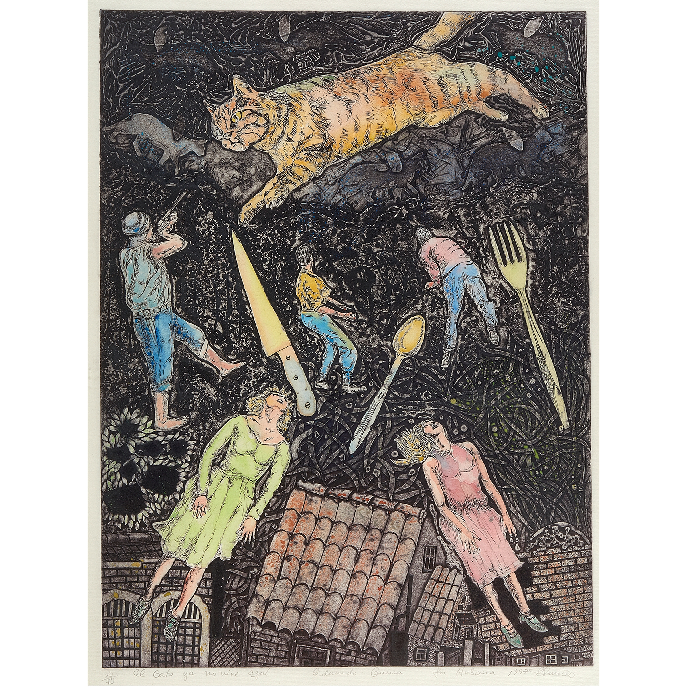 Artwork by Eduardo Guerra Hernández, The cat doesn't live here anymore, Made of Hand Colored cologaph