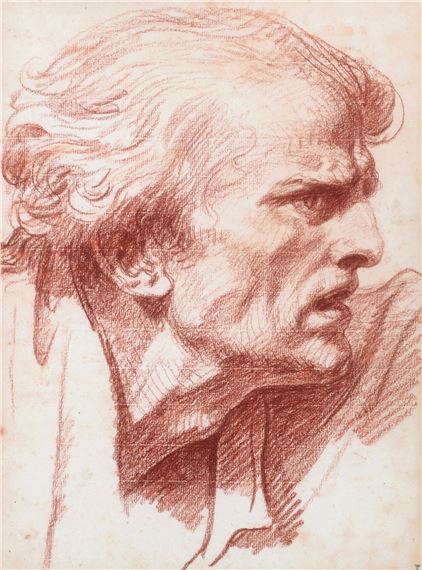 Study of the head of a man, seen in profile, his mouth agape with an expression of anger by Jean-Baptiste Greuze