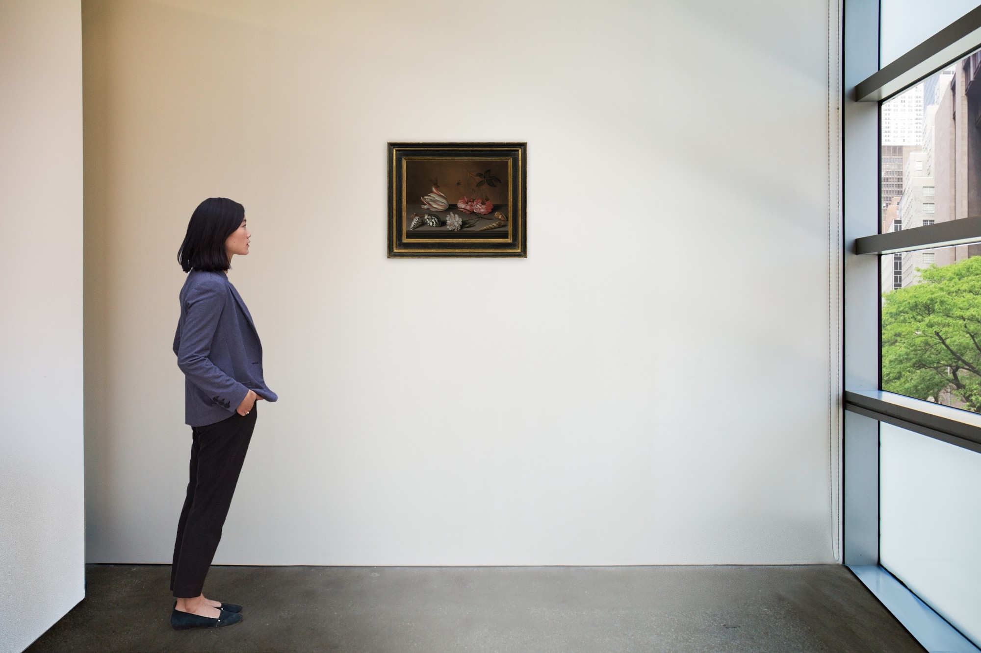 Artwork by Balthasar van der Ast, A tulip, a carnation and roses, with shells and insects, on a ledge, Made of oil on panel
