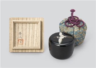 Natsume (tea caddy) depicting heron - Naoji Terai