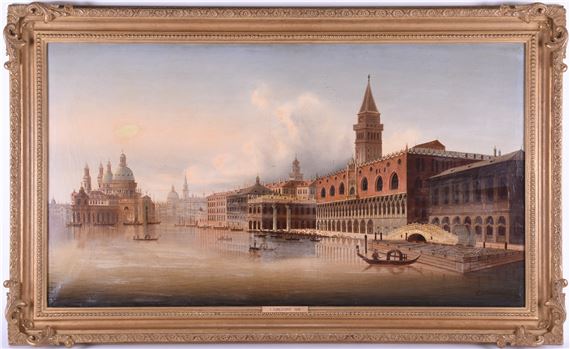 A Venetian scene depicting the Riva degli Schiavoni - L. Zubezlicky