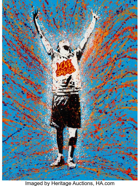 Artwork by Grafter, Love Spreads (Blue), Made of Acrylic and spray paint on Somerset paper