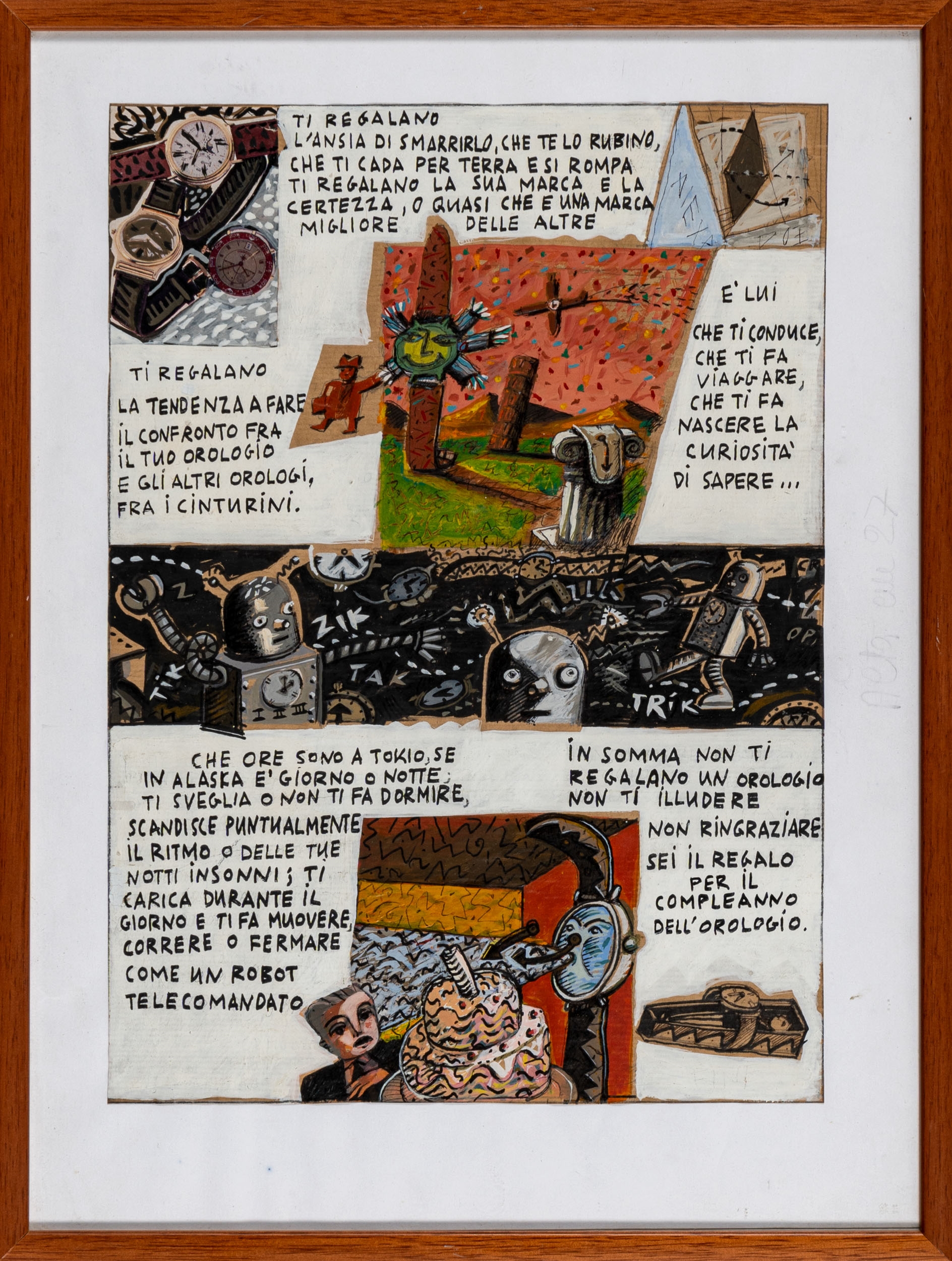 Artwork by Diamantis Aidinis, L'orologio - Complete story, Made of mixed media on paper