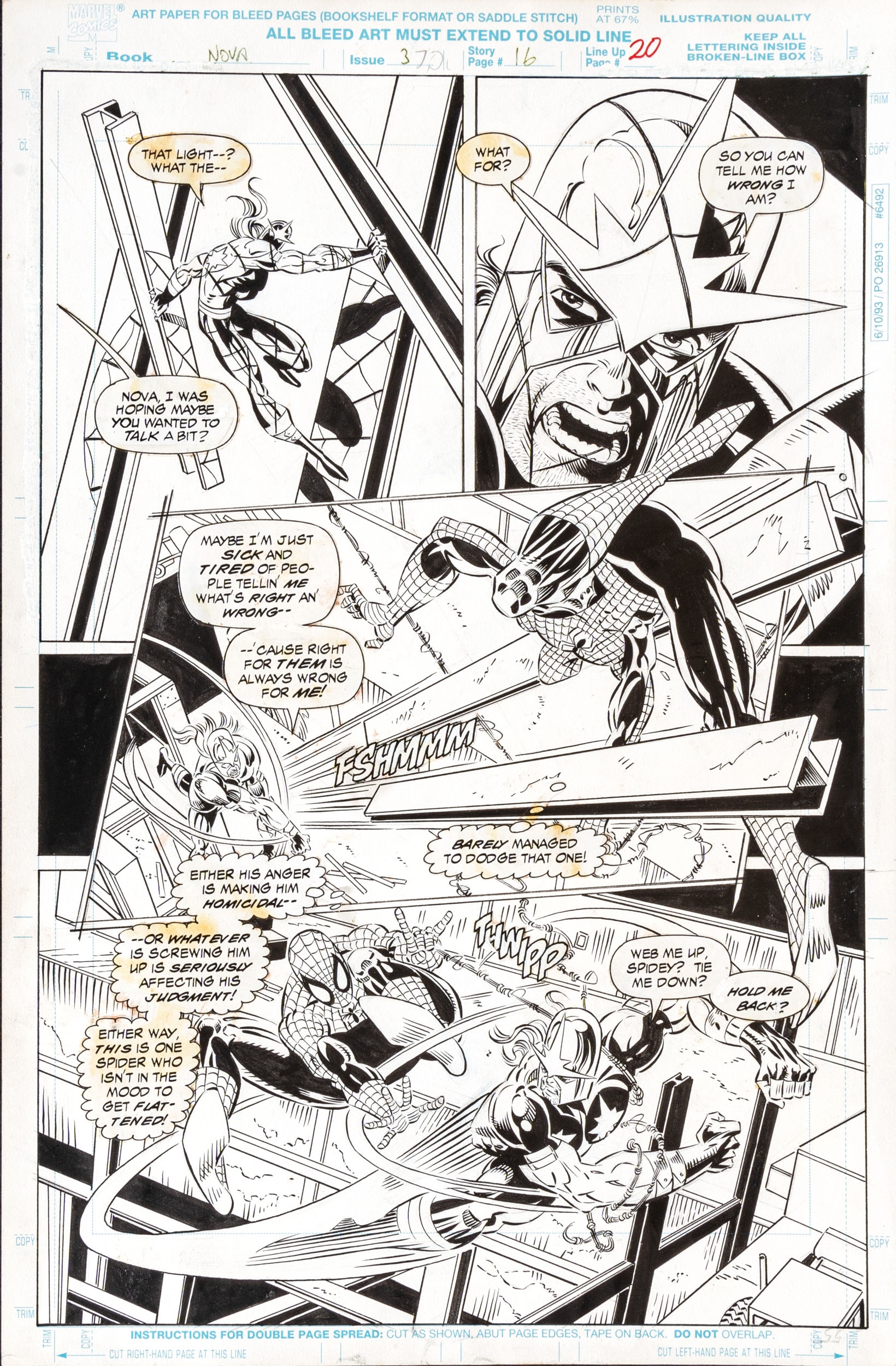 Artwork by Chris Marriman, Nova, n. 3 page 16, Made of Ink on Marvel Comics headed paper
