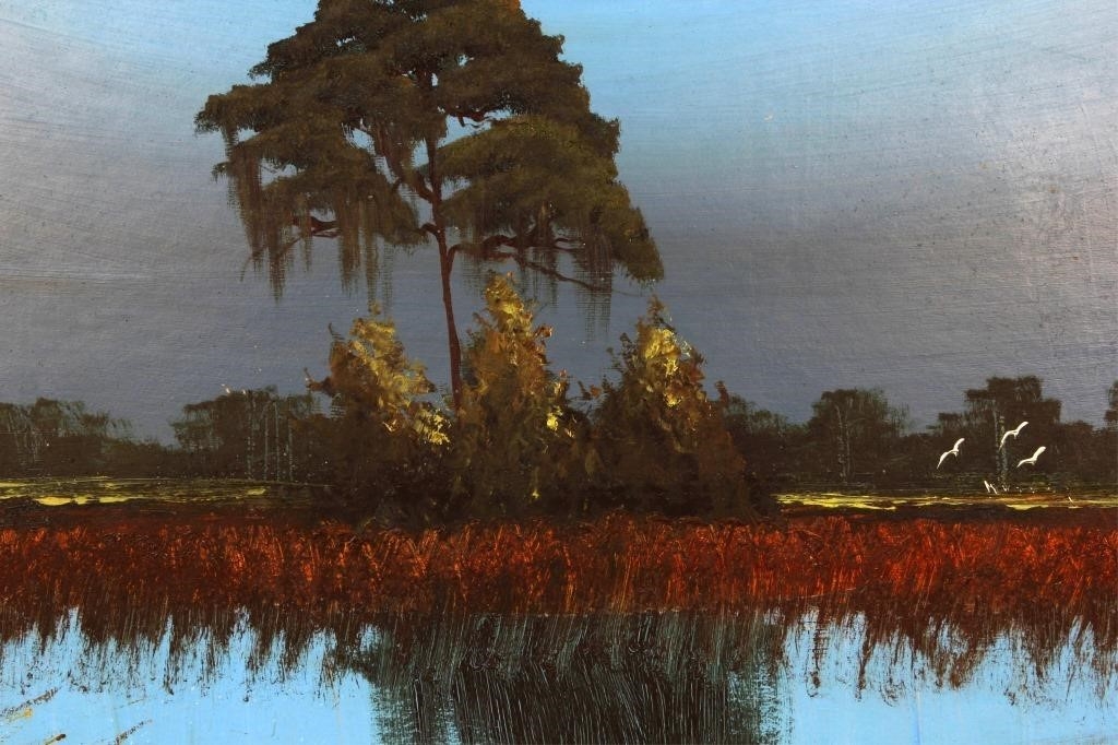 Artwork by Alfred Hair, DUSK ON THE RIVER, Made of Oil on Upson