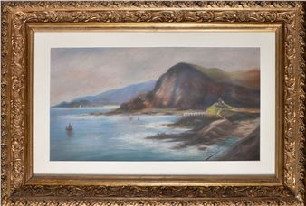 Vue d'un bord de mer (ou de lac) à la chapelle - Louis Petit