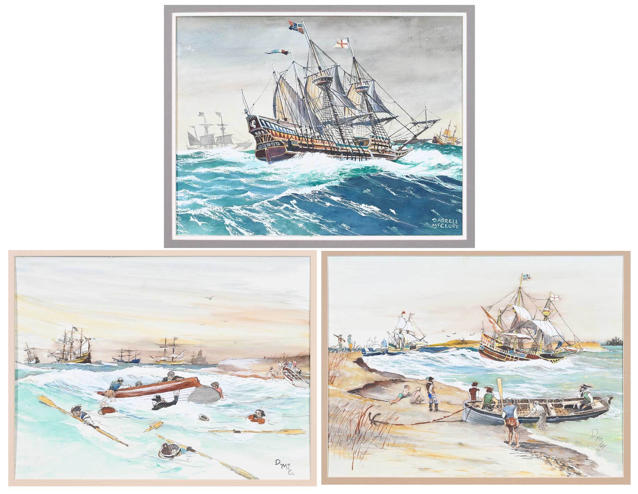 Artwork by Darrell McClure, The Ship Lion in a Moderate Gail, Made of Watercolors