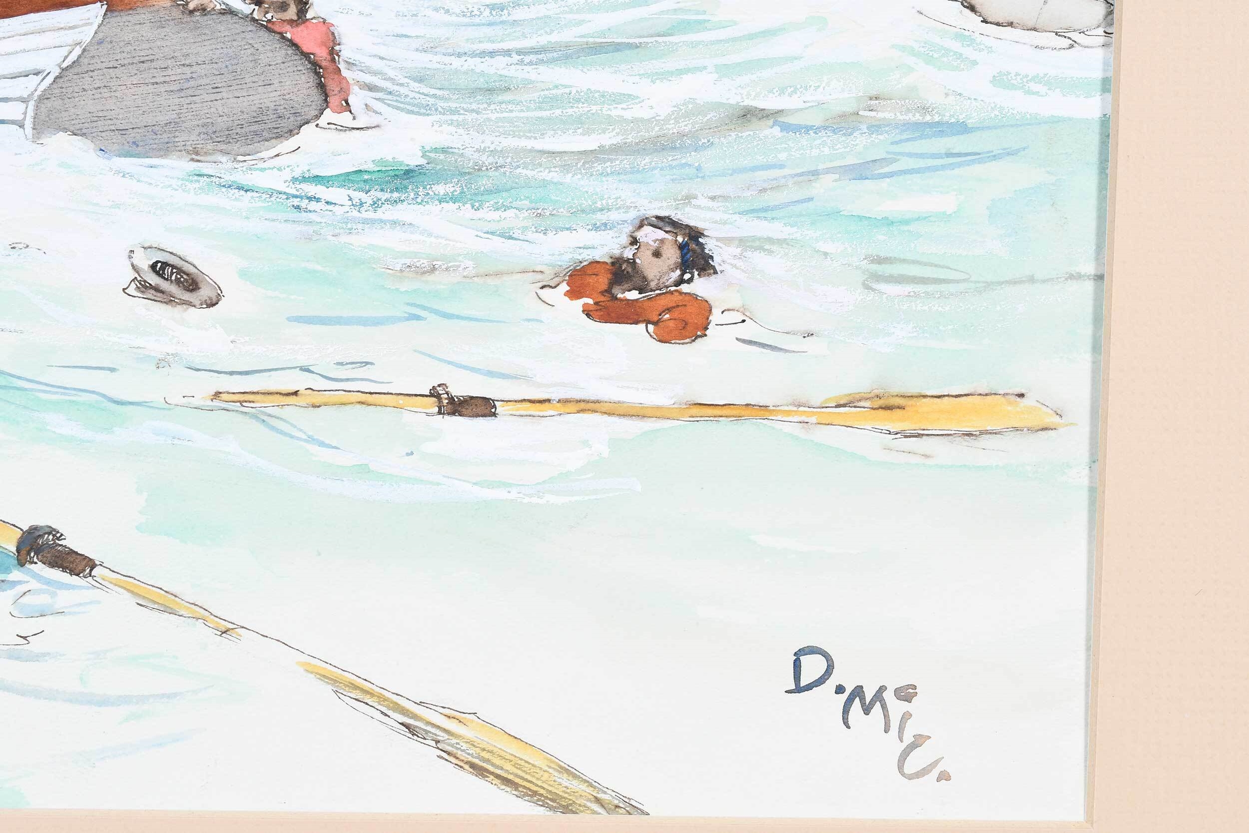 Artwork by Darrell McClure, The Ship Lion in a Moderate Gail, Made of Watercolors