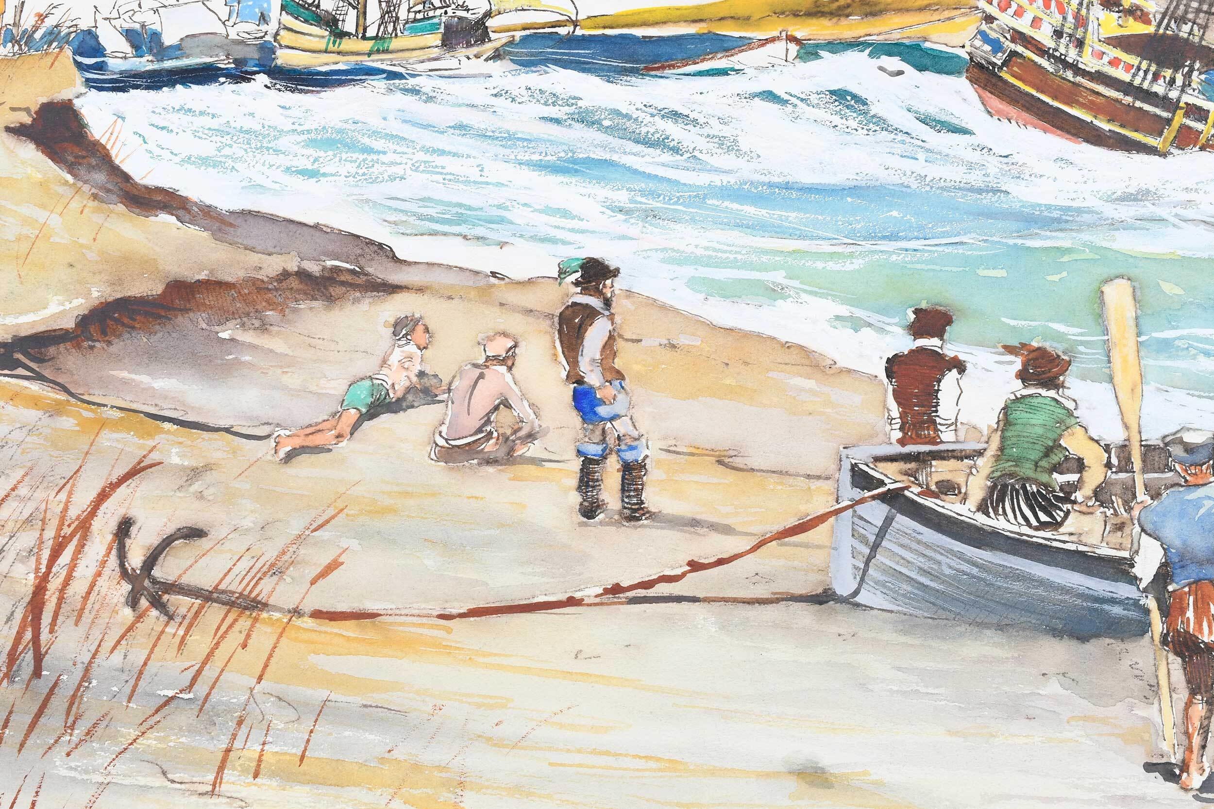 Artwork by Darrell McClure, The Ship Lion in a Moderate Gail, Made of Watercolors