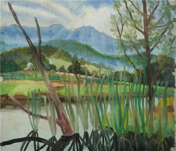 NSW River Landscape with Farm Building by George Duncan