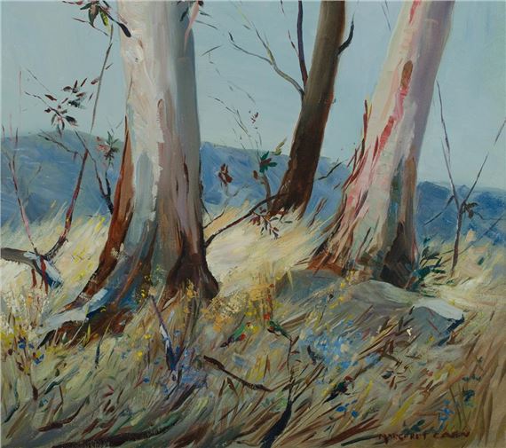 Snowy Mountains Paddock with Parrots by Margaret Coen, c.1960s/1970s