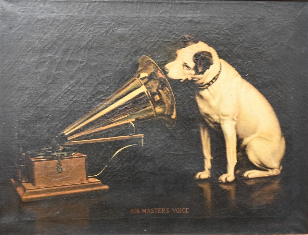 Artwork by Francis James Barraud, “His Master’s Voice”, Made of lithograph on canvas