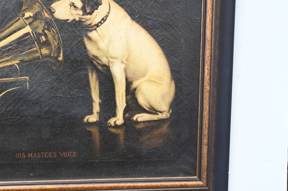 Artwork by Francis James Barraud, “His Master’s Voice”, Made of lithograph on canvas