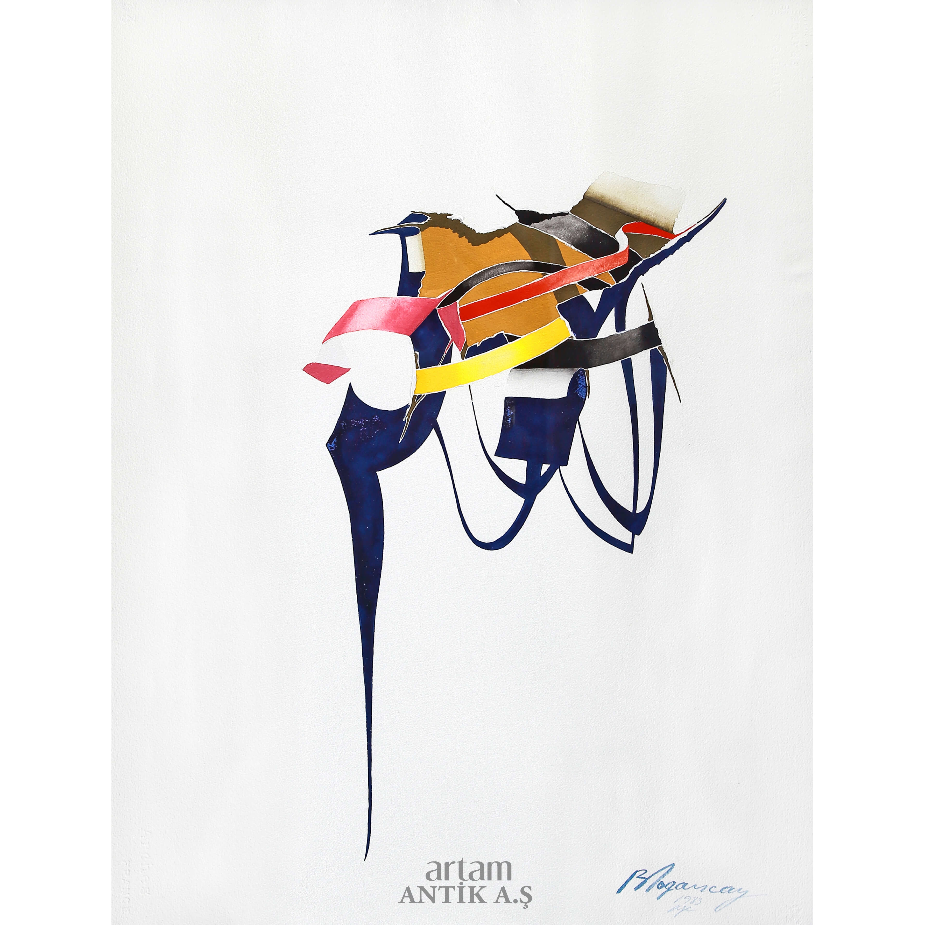 Artwork by Burhan Doğançay, Kurdeleler Serisi, Made of gouache on paper