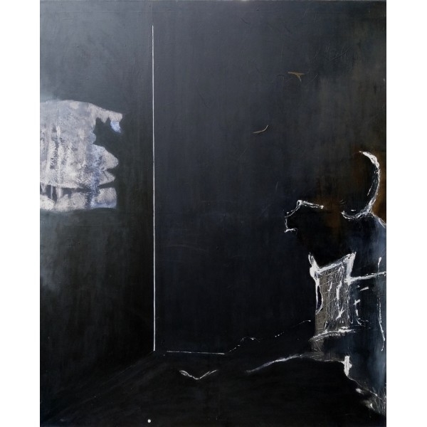 Artwork by Edyta Duduś, W CZARNYM POKOJU, Z CYKLU ZASŁONY, Made of acrylic on canvas