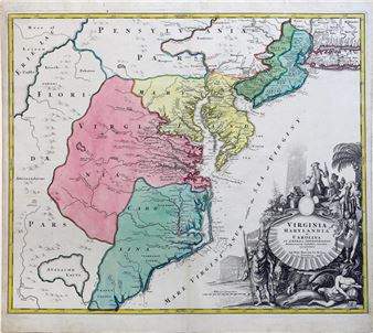 MAP OF VIRGINIA - Johann Hinrich W. Hamann