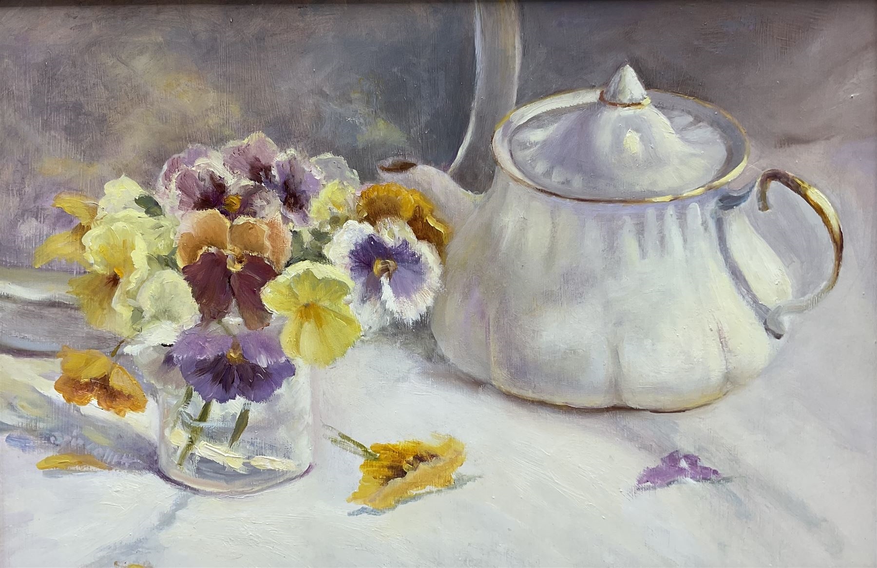 Iris Collett Still Life of Flowers and a Teapot MutualArt
