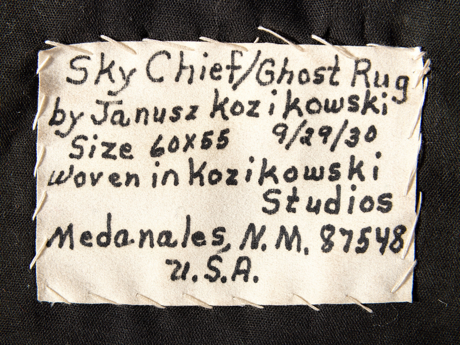 Artwork by Janusz Kozikowski, Sky Chief Ghost Rug, Made of weaving