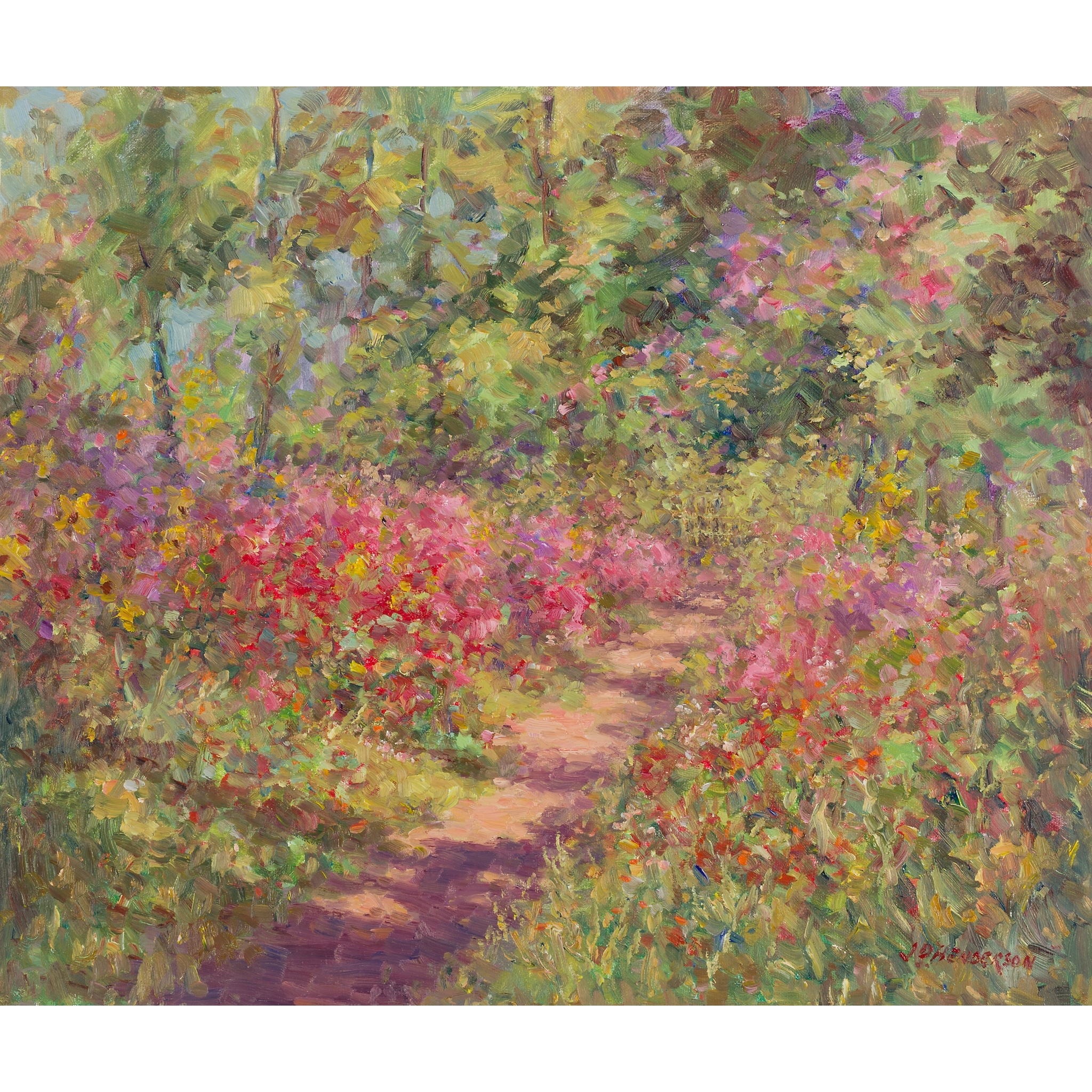 Artwork by J. D. Henderson, THE SUNLIT PATH, Made of oil on canvas
