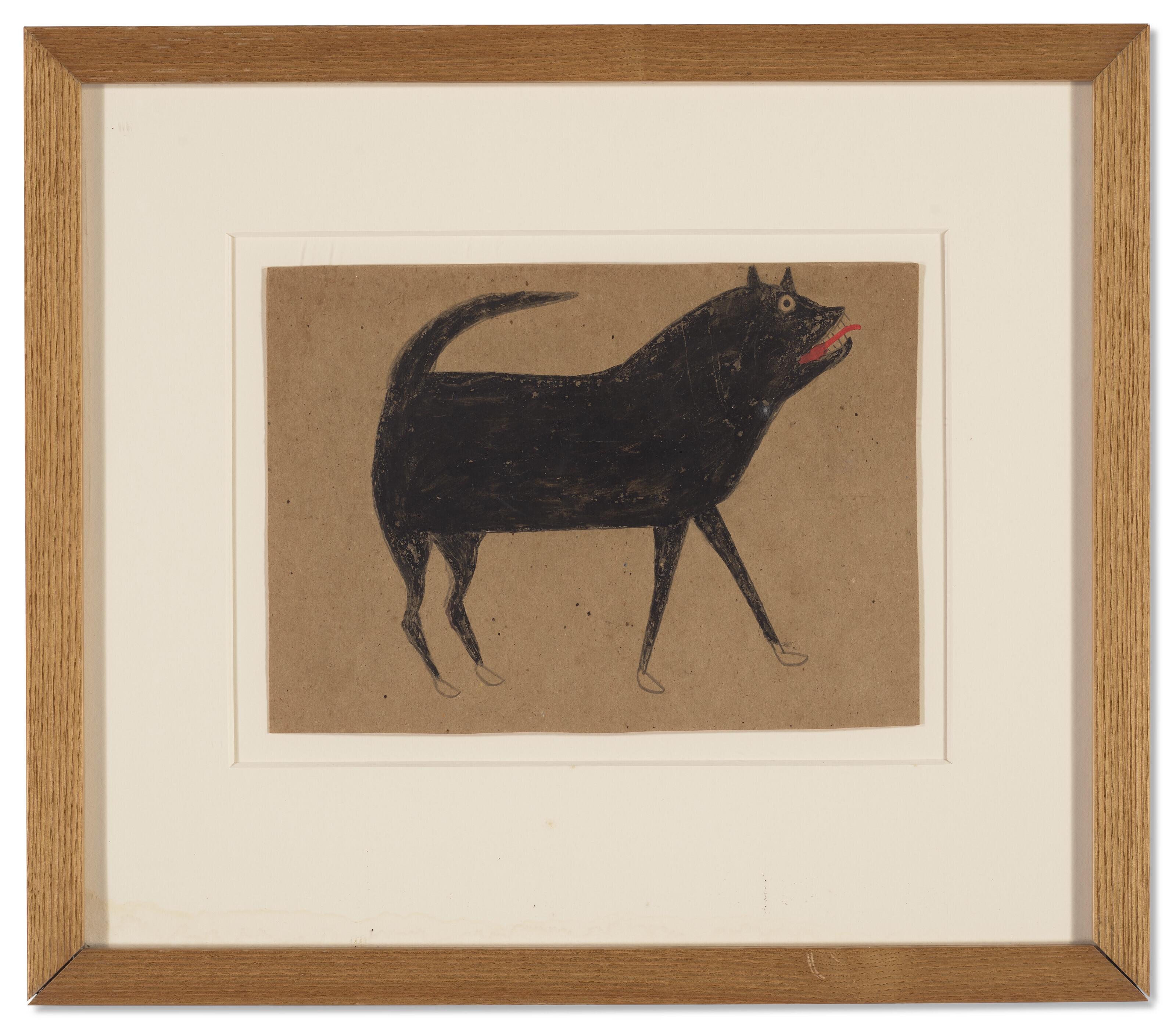 Artwork by Bill Traylor, Black Dog, Made of tempera and graphite on card