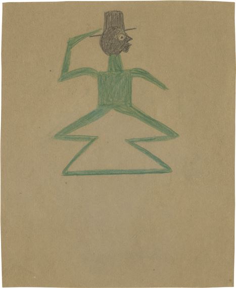 Green Man with Double Triangle Legs by Bill Traylor, 1939-1942