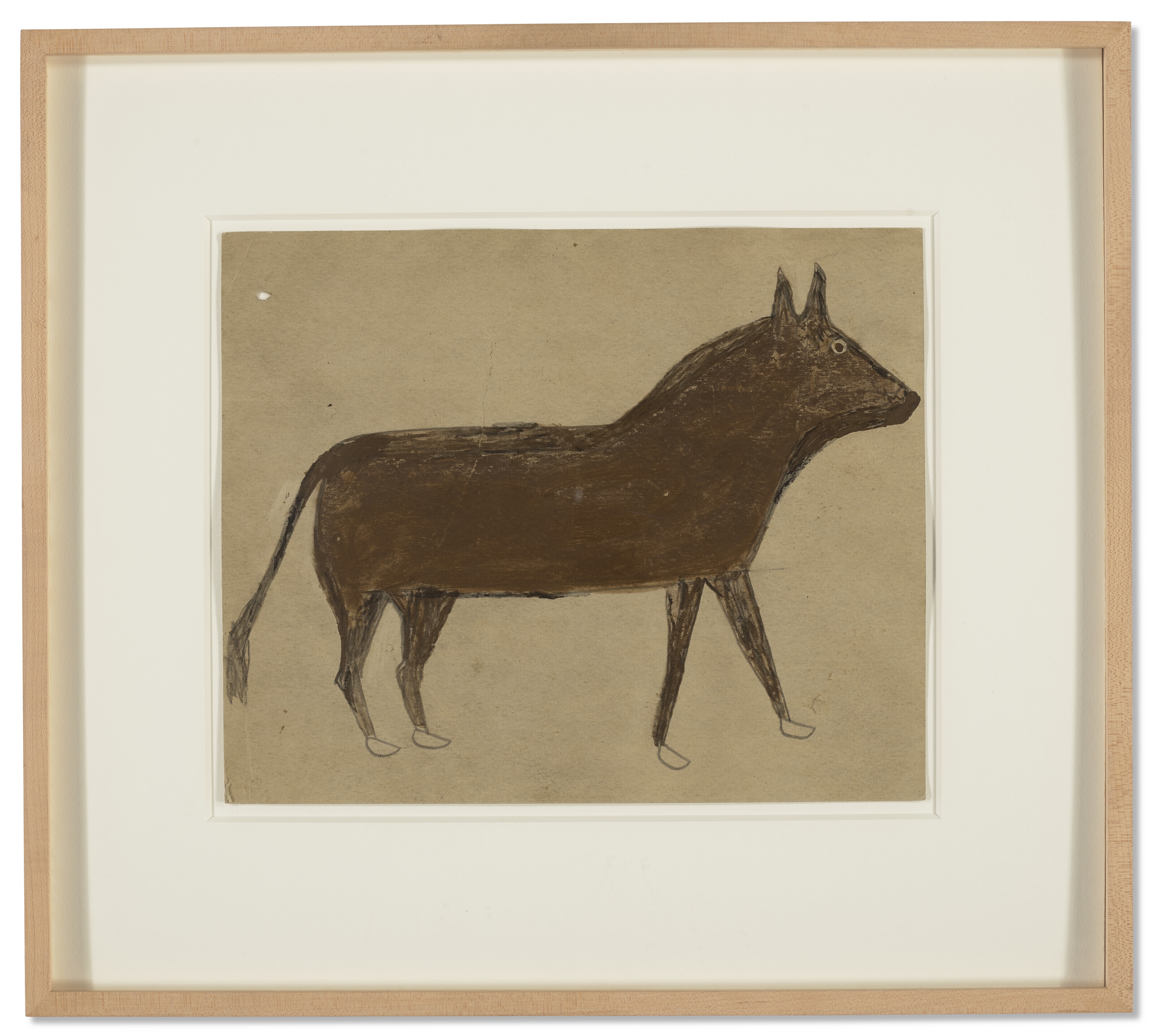 Artwork by Bill Traylor, Steer, Made of graphite and tempera on card