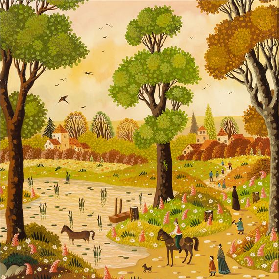 Villagers with Horses by Alain Thomas